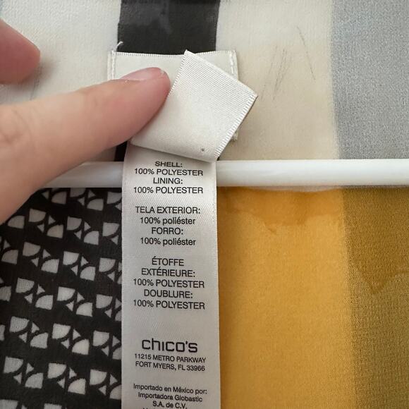 Chico’s Womens Patchwork Print Blouse Size 3/XL Geometric Modern Art Office - Picture 4 of 9